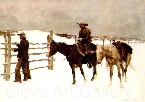 Frederick Remington The Fall of the Cowboy Norge oil painting art